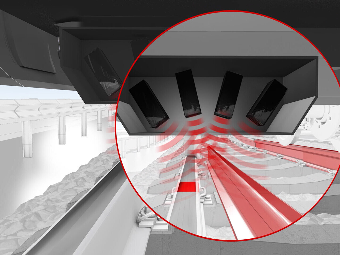 TIS SAM optical sensor assembly capturing transverse rail sections for turnout geometry evaluation