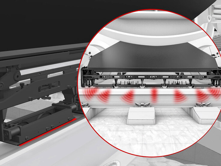 TIS USE ultrasonic sliding probe assembly under a measuring bogie during rail inspection