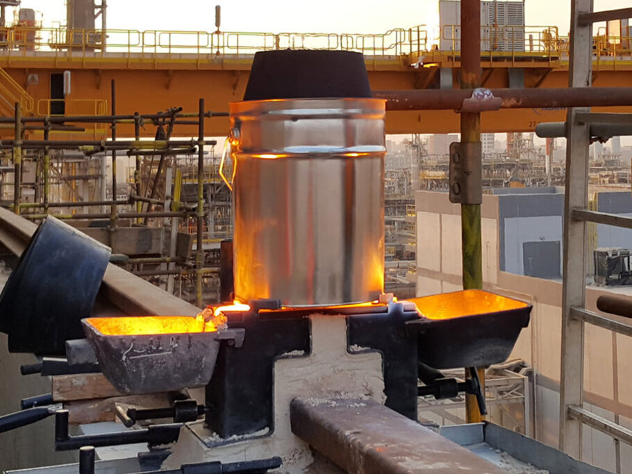 Thermit® crane rail welding at an industrial site